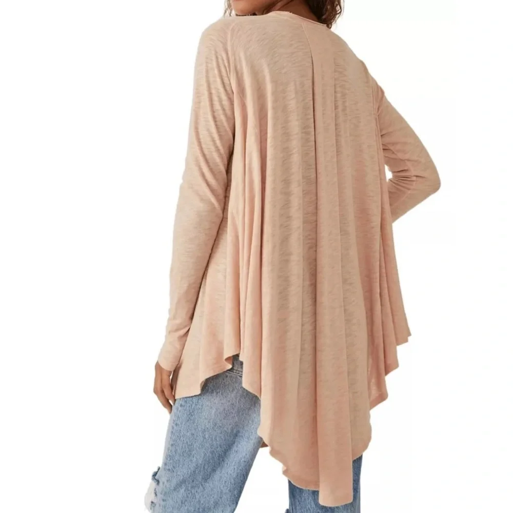 Free‎ People Aria Trapeze Long Sleeve Top In Misty Mink Pink